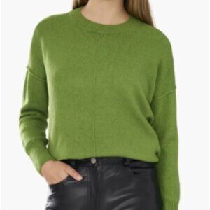 💚 Vince Camuto Green Exposed Seam Crewneck Sweater Women's Size XS